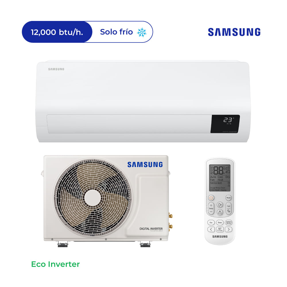 Aire Acondicionado Samsung Split De 12,000 btu/h Eco Inverter Frío Solo