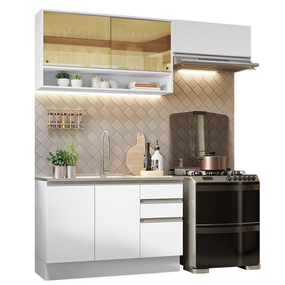 Mueble de Cocina Integral Glamy 200 cm Blanco 08