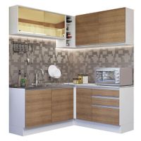 Mueble de Cocina Integral Esquinero Glamy 329 cm Blanco/Marrón 02