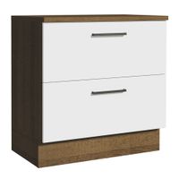 Mueble de Cocina 2 Cajones Agata 80 cm Marrón/Blanco