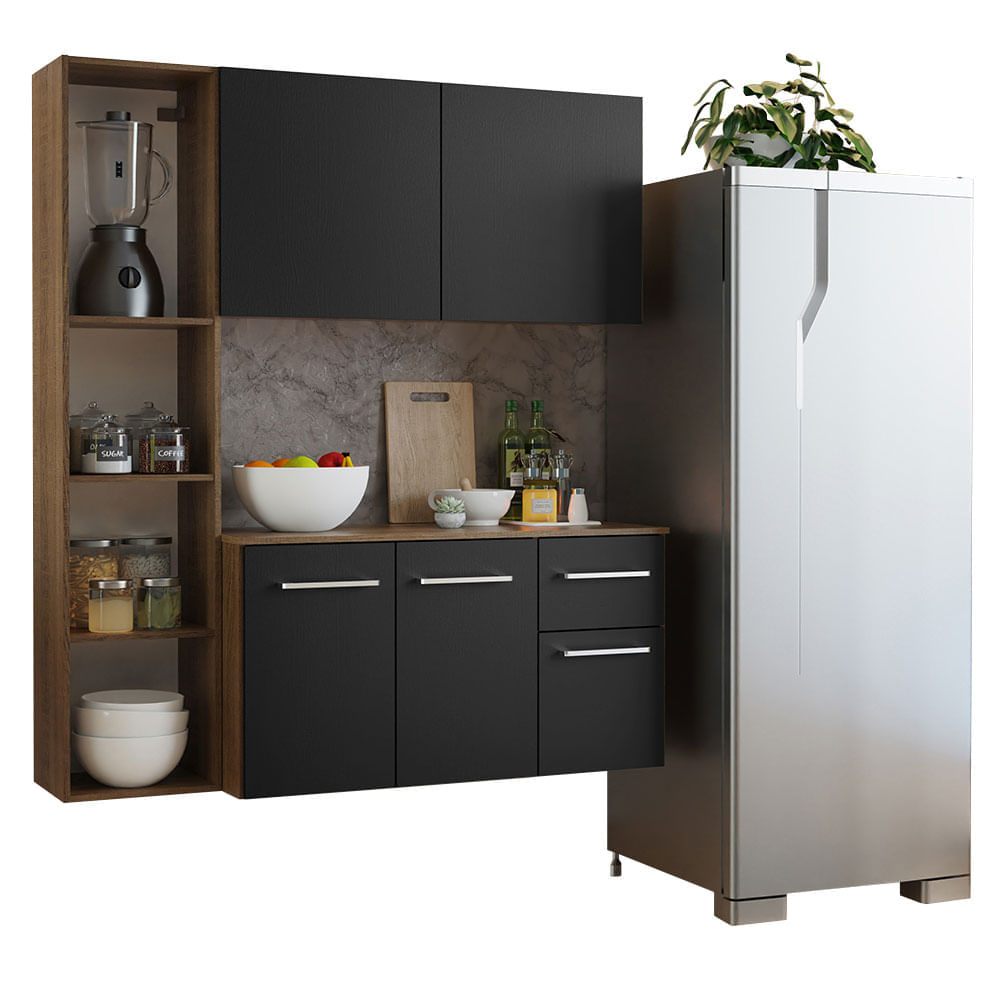 Mueble de Cocina Compacta Easy 120 cm Marrón/Negro
