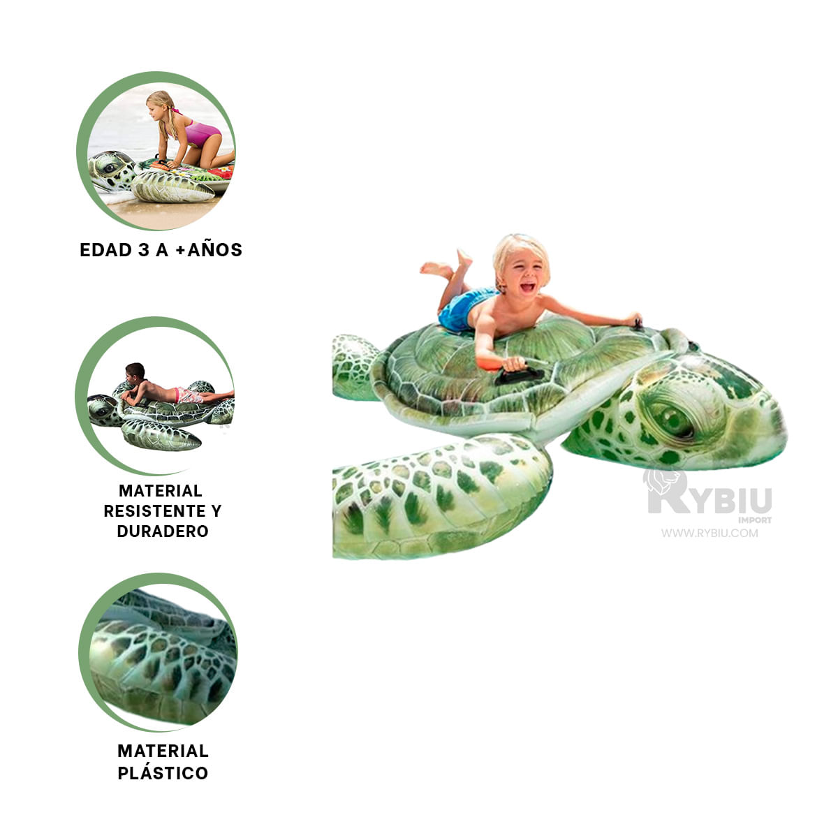 Flotante Inflable de Tortuga Y+Regalo Ligas para Peinar