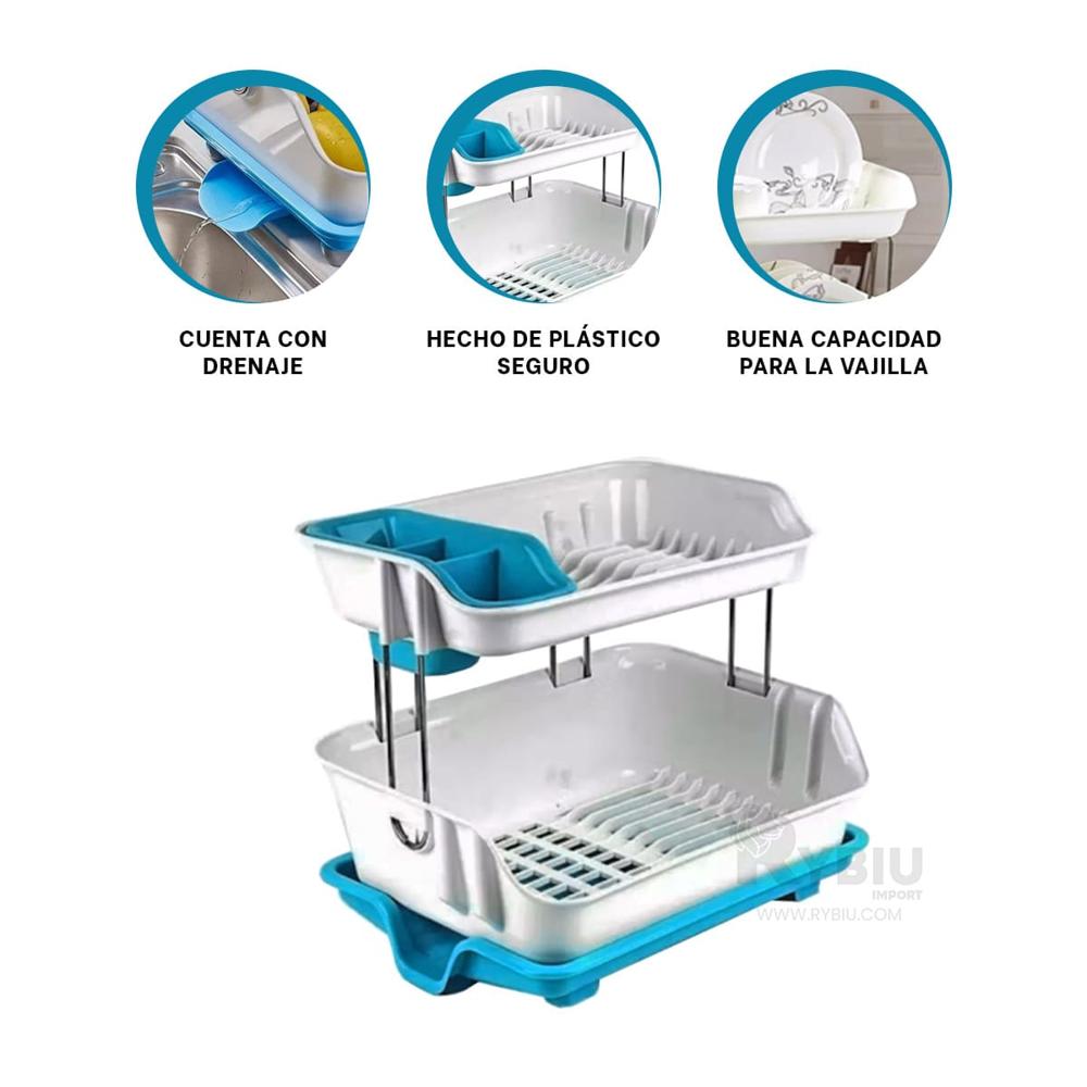 Secador de Doble Nivel de Platos Celeste Y+Gift MiniAgenda