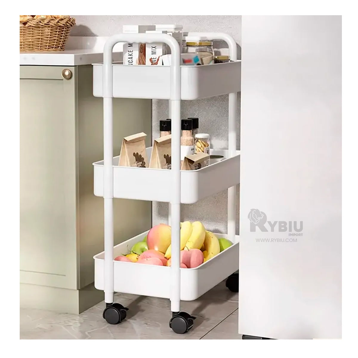 Estante de Plastico de Cocina en Blanco Y+Papel de Regalo