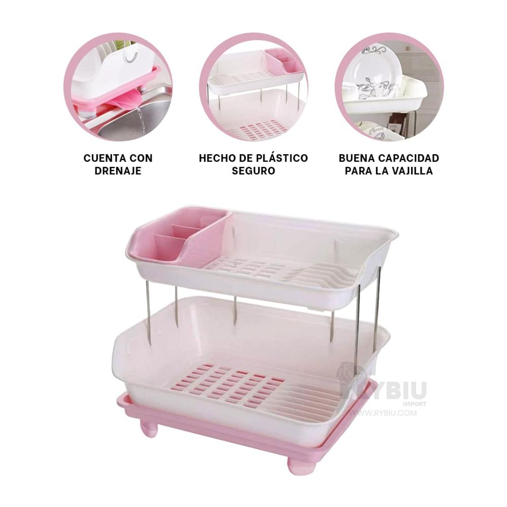 Colador Secador para Platos 2N Rosado Y+Post-it Adhesivos