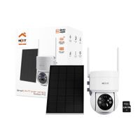Cámara Wifi PTZ Nexxt NHC-OP20S 3MP 2K Panel Solar Sirena Reflector IP65 + SD 128GB