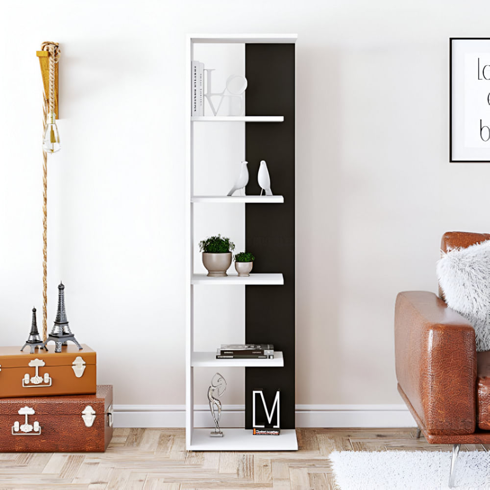 Estante Moderno Anita Blanco con Negro R&R MUEBLES