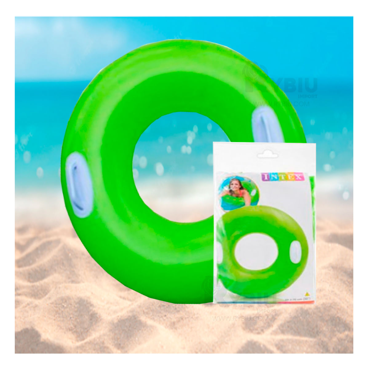 Inflable LLamativo con Asa 76cm Verde Y+Ligas de Regalo