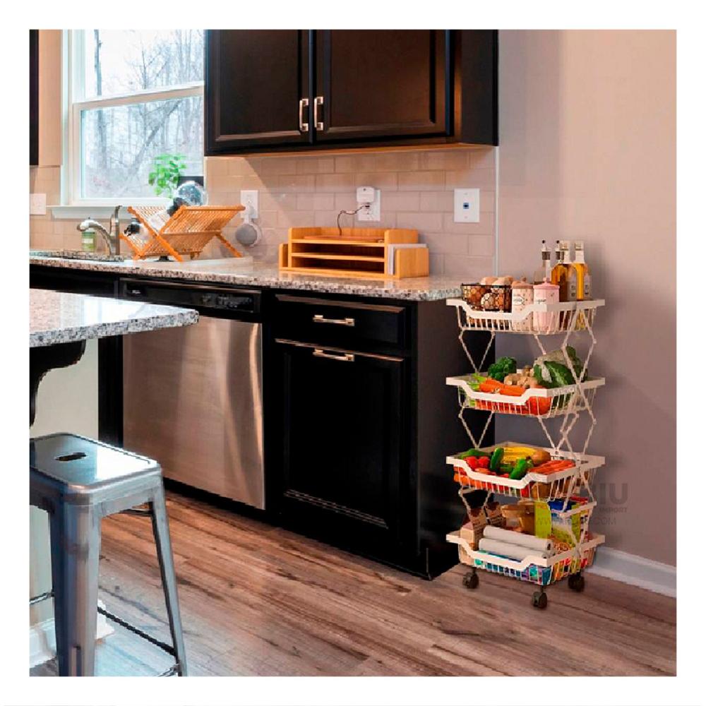 Verdulero Plegable de 4 Pisos en Color Blanco