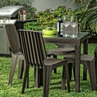 Juego de Comedor de Terraza Tavarua Mesa 75x75 con Vidrio + 4 Sillas Reyplast