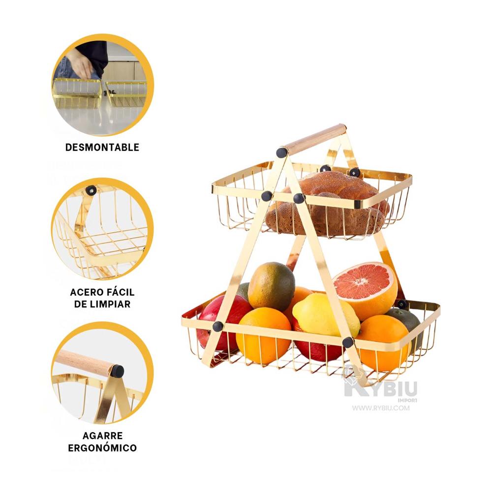 Organizador de Frutas en Dorado Y+Ligas de Regalo