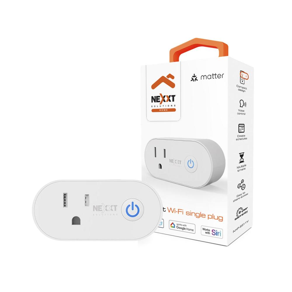 Enchufe inteligente Nexxt NHP-S611M Wi-Fi Certificación Matter Control Voz