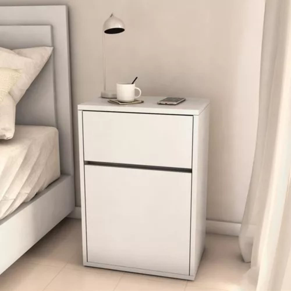 Velador Con Zapatera Moderna Natie Blanco R&R Muebles