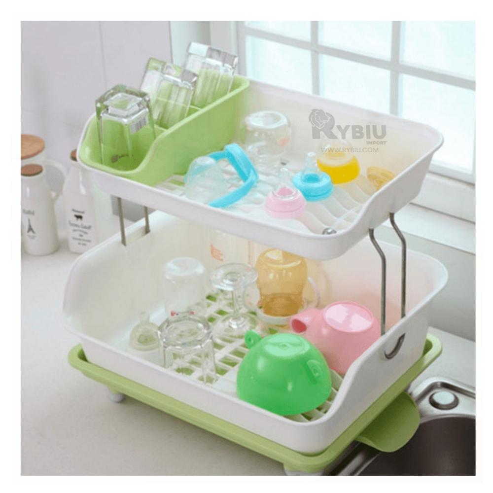 Secador de Doble Nivel de Platos Verde Y+Gift MiniAgenda