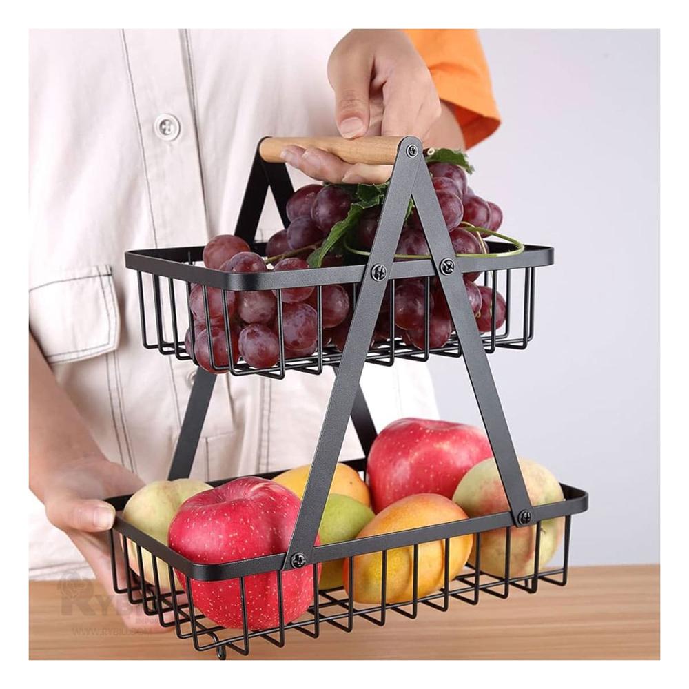 Frutero Practico de 2 Partes en Negro Y+Papel de Regalo