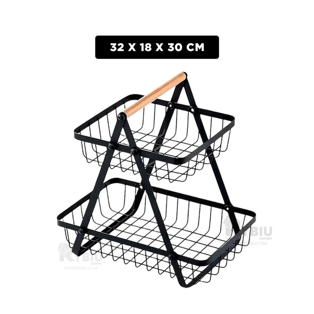 Cesta para Platano en Color Negro Y+Banderitas Adhesivas