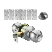 Combo Chapa pomo + 3 bisagras satin 3x3"" + Tope Werken