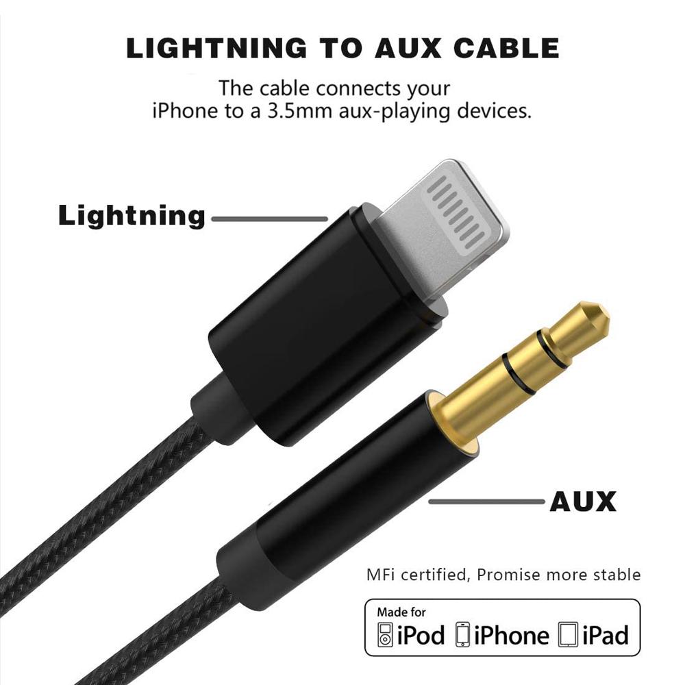 Cable de audio Lightning Jack 3.5mm Cable de audio Lightning Jack 3.5mm