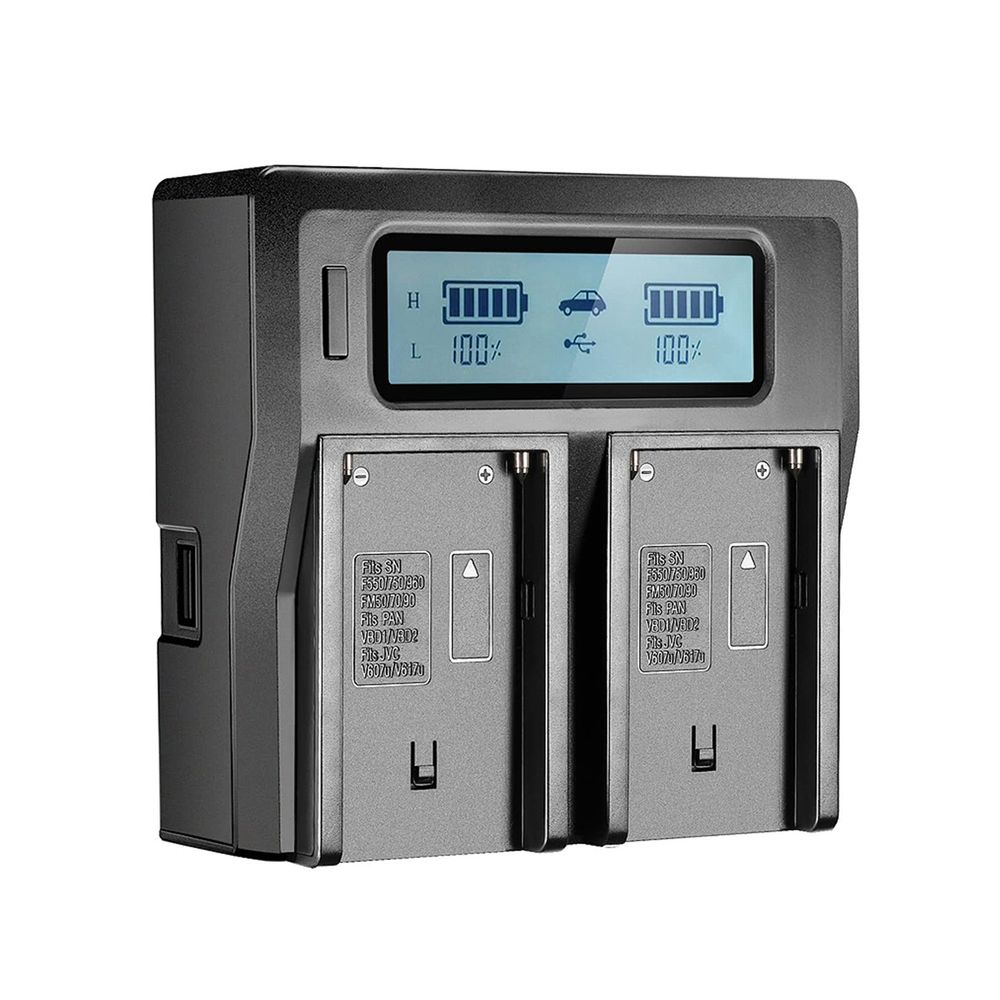 Cargador digital doble de batería NP F550/F750/F960/F970 Cargador digital doble de batería NP F550/F750/F960/F970