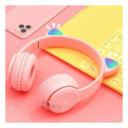 Audifonos con Tematica de Gatito y con Luces en Tono Rosado Audifonos con Tematica de Gatito y con Luces en Tono Rosado