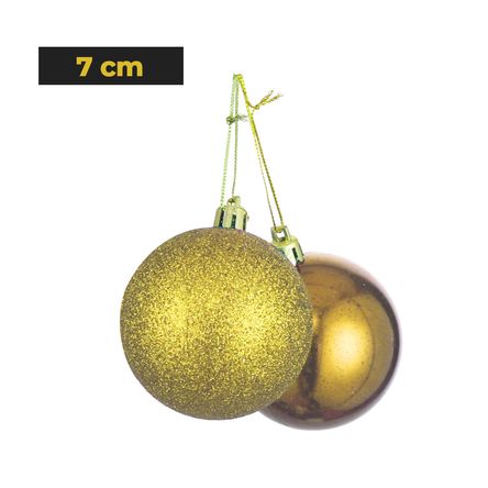 Set De Bolas Navideñas Doradas X12 Und - 7