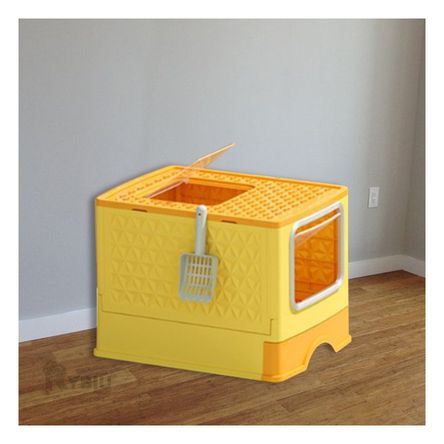 Arenero con Tapa y Bandeja Removible en Amarillo Y+Stickers Arenero con Tapa y Bandeja Removible en Amarillo Y+Stickers