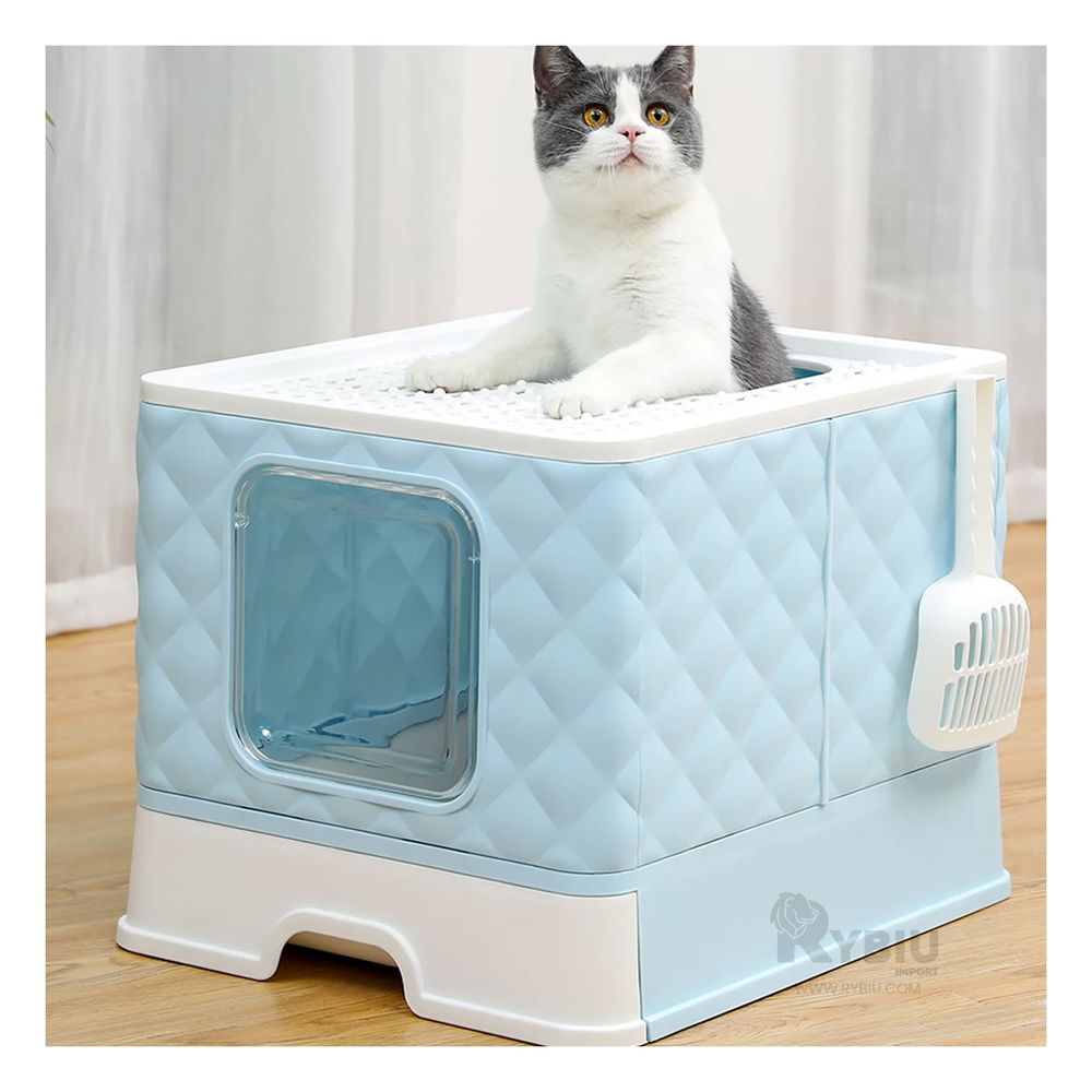 Arenero de Gato con Bandeja Extraible y Pala en Celeste Arenero de Gato con Bandeja Extraible y Pala en Celeste