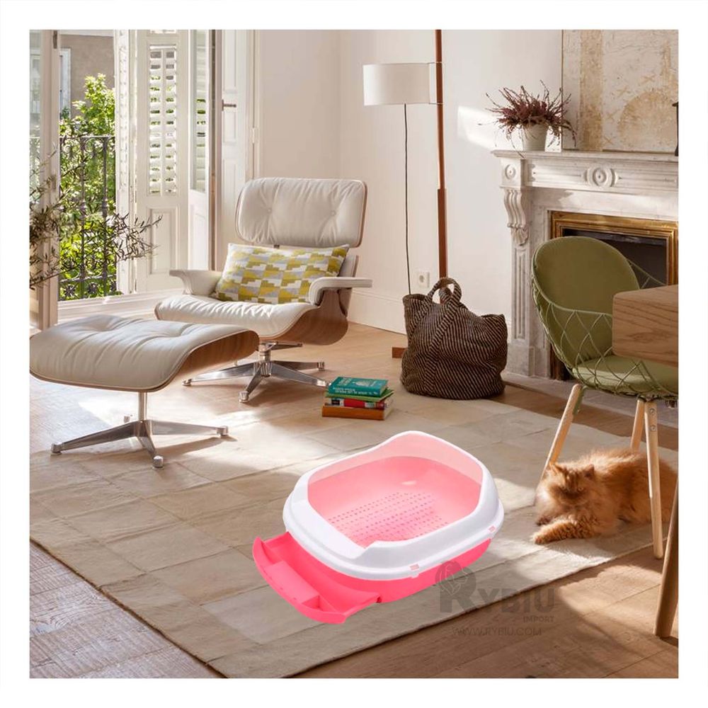 Arenero para Gatos con Fuente Rosado Y+Regalo Stickers Arenero para Gatos con Fuente Rosado Y+Regalo Stickers