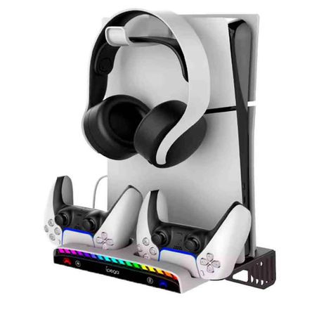 Soporte de PS5 Slim, Pro y Clásico para Pared con Cargador de Mandos, Sujetador Audífonos, 3xUSB ip Soporte de PS5 Slim, Pro y Clásico para Pared con Cargador de Mandos, Sujetador Audífonos, 3xUSB ip