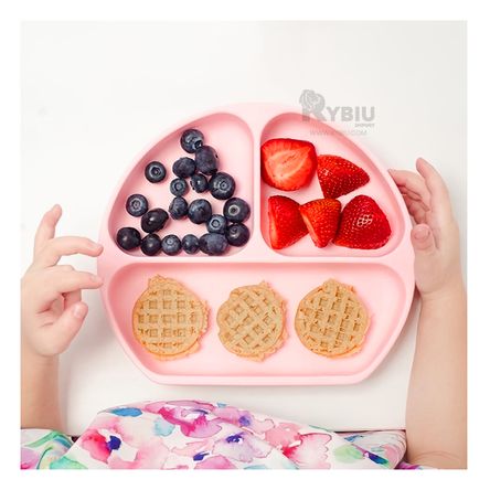 Plato Infantil con Divisiones en Rosado Y+Papel de Regalo Plato Infantil con Divisiones en Rosado Y+Papel de Regalo