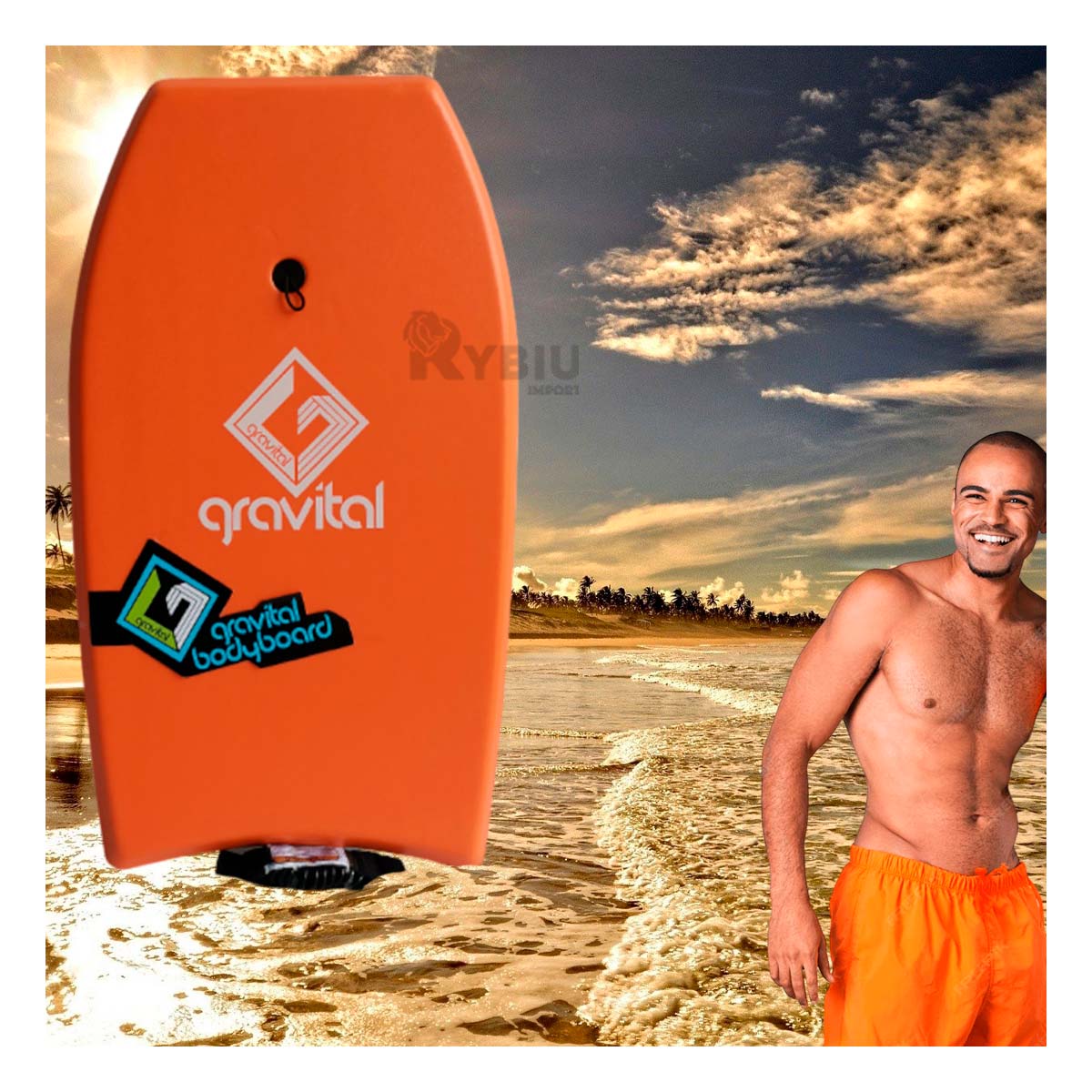 Bodyboard Deportivo Practico Naranja 33'' Y+Papel de Regalo