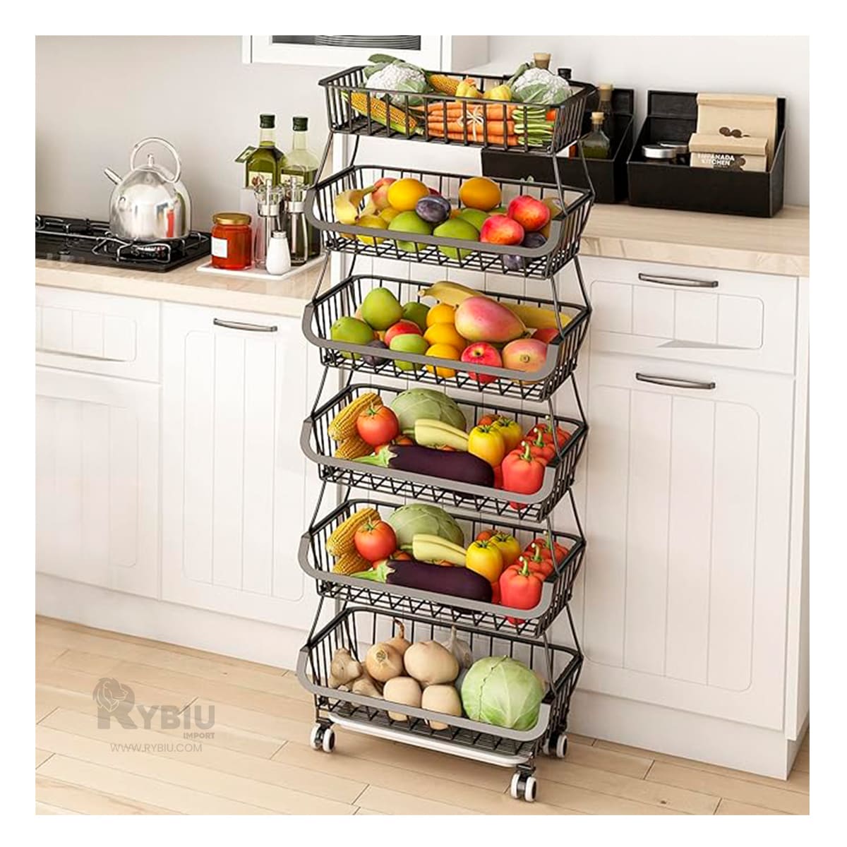 Canastila de Alimentos para Cocina Negro Y+Post-it adhesivos