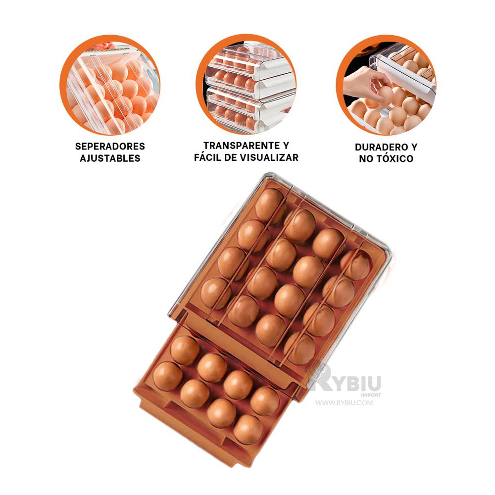 Envase Practico para Huevos en Anaranjado Y+Ligas de Regalo