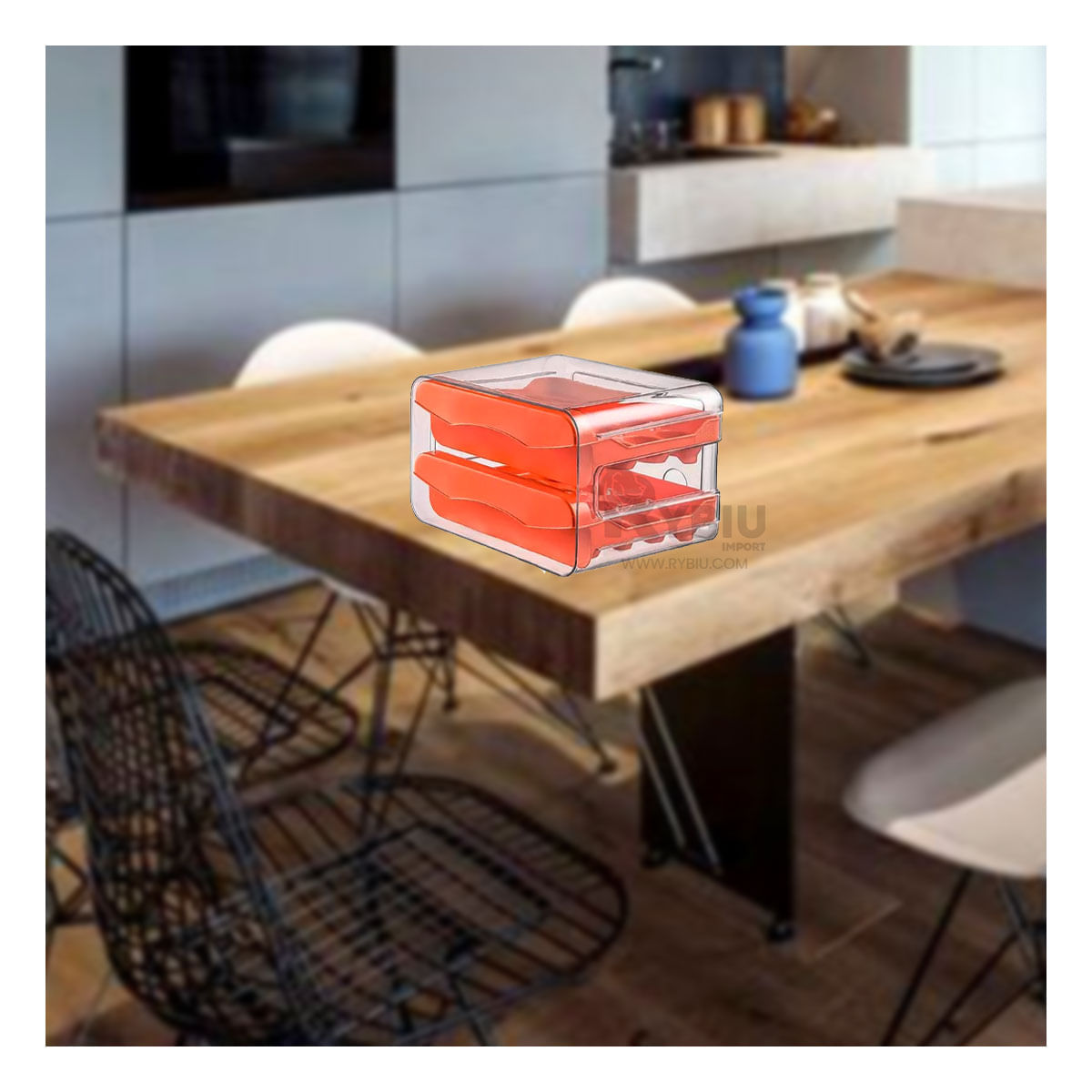 Organizador Acrilico de Huevos en Aranjado Y+Stickers