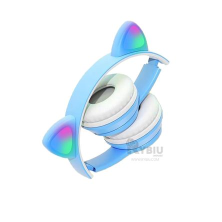 Auriculares Felino con Luces Tono Celeste Y+Regalo Stickers Auriculares Felino con Luces Tono Celeste Y+Regalo Stickers