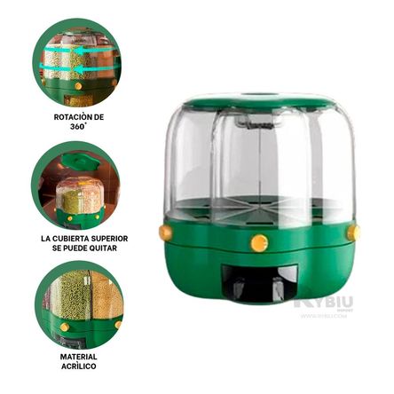 Dispensador de Flor para Granos 6kg Verde Y+Regalo Stickers