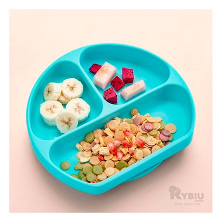 Plato Infantil con Divisiones en Celeste Y+Papel de Regalo Plato Infantil con Divisiones en Celeste Y+Papel de Regalo