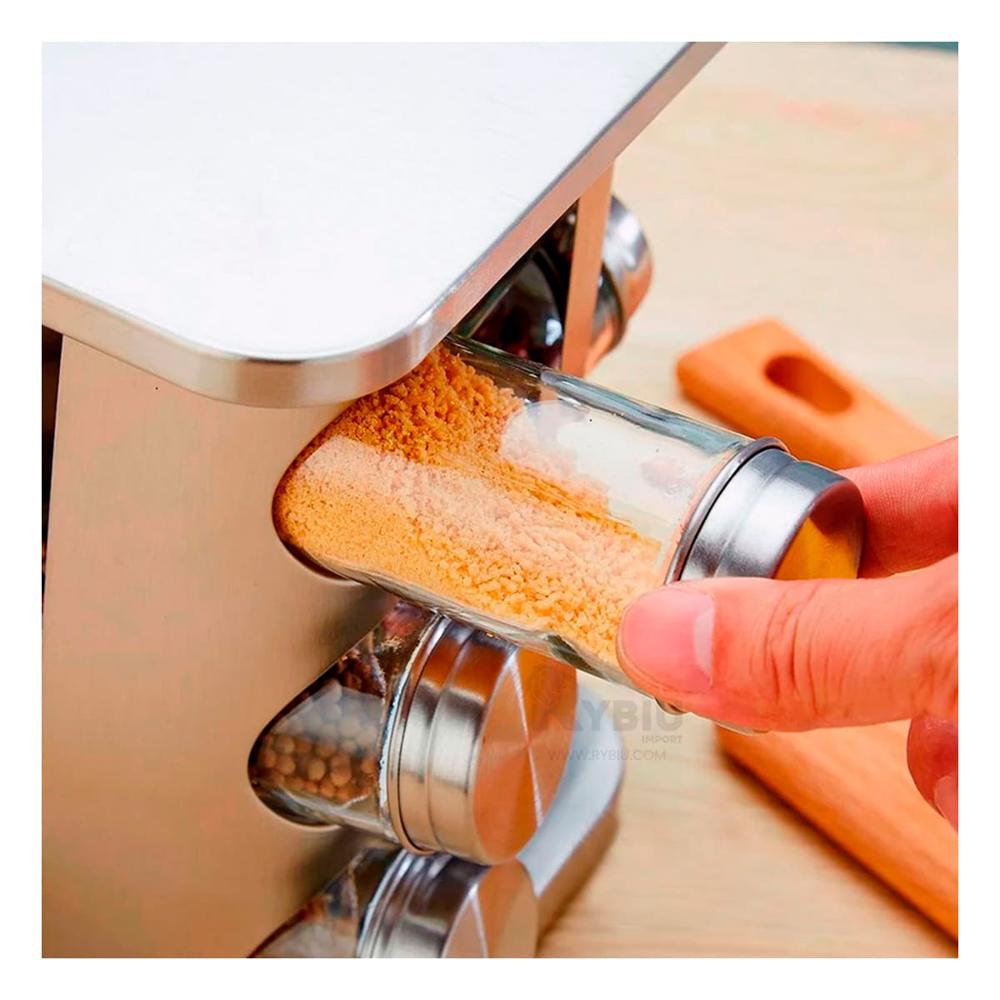 Condimentero Giratorio de 12 Tarros Gris Y+Regalo Stickers Condimentero Giratorio de 12 Tarros Gris Y+Regalo Stickers