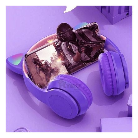 Audifonos Tipo Gato en Coloracion Morado Y+Regalo Agendita