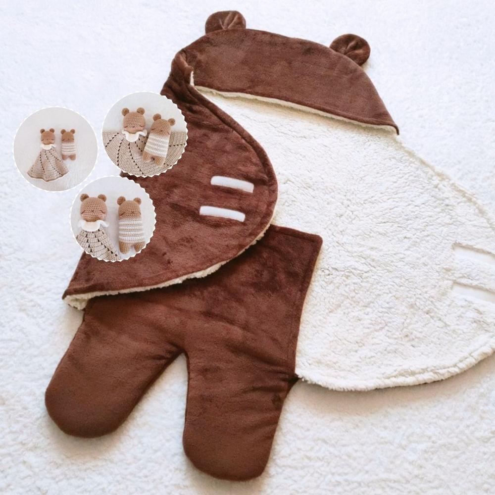 Kit Saco de Dormir Sleeping Envolvente de Felpa Oso Mocca + Manta de Apego + Sonaja Bebé BE CRAFTY Kit Saco de Dormir Sleeping Envolvente de Felpa Oso Mocca + Manta de Apego + Sonaja Bebé BE CRAFTY