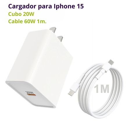 Cargador Generico para Iphone 15 + Cable Tipo C