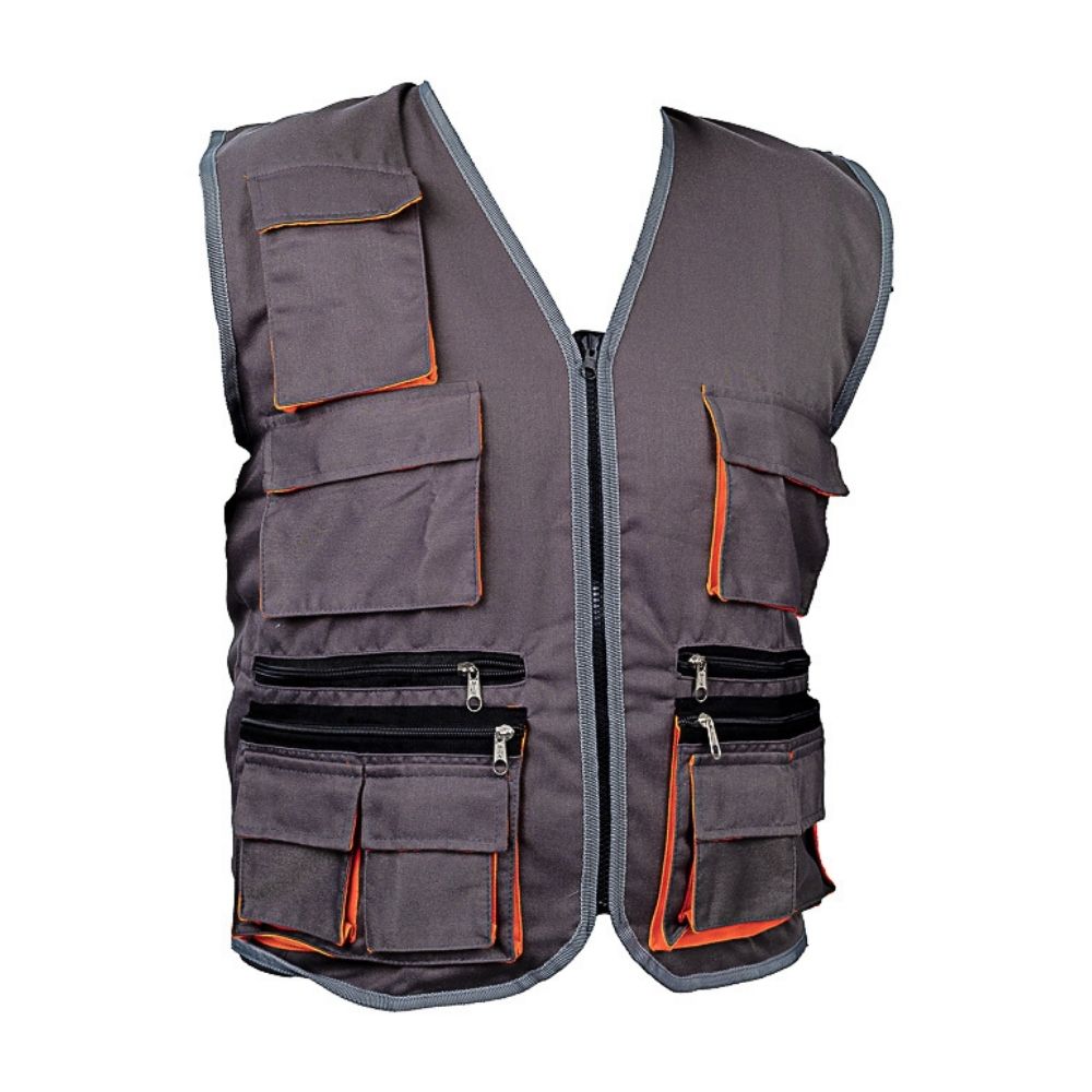 Chaleco de Trabajo Drill Werken Multibolsillo Gris Talla L