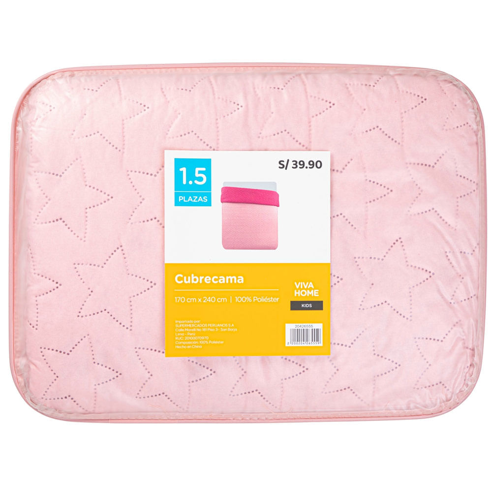 Cubrecama VIVA HOME Bicolor Rosa 1.5 Plazas