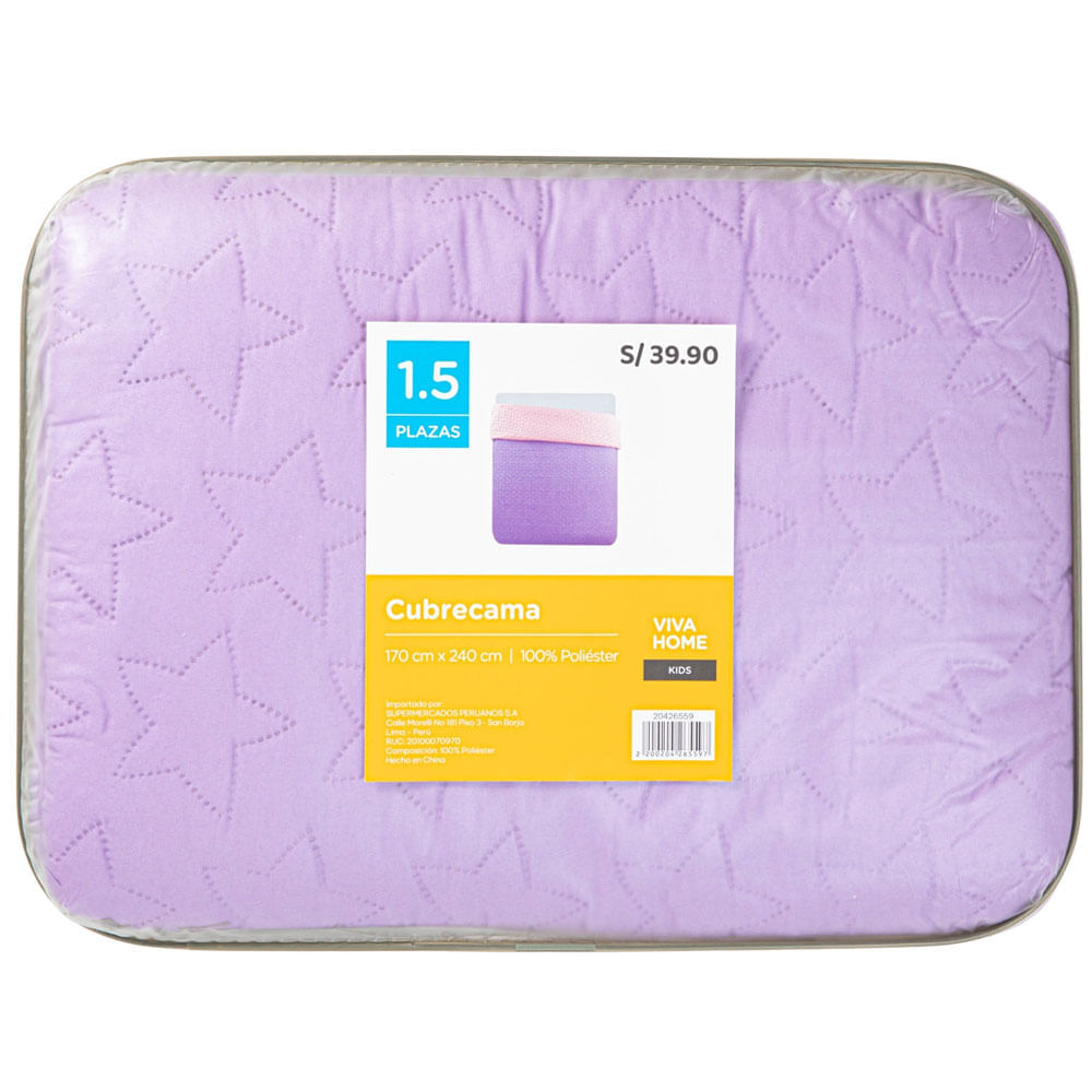 Cubrecama VIVA HOME Bicolor Lila 1.5 Plazas