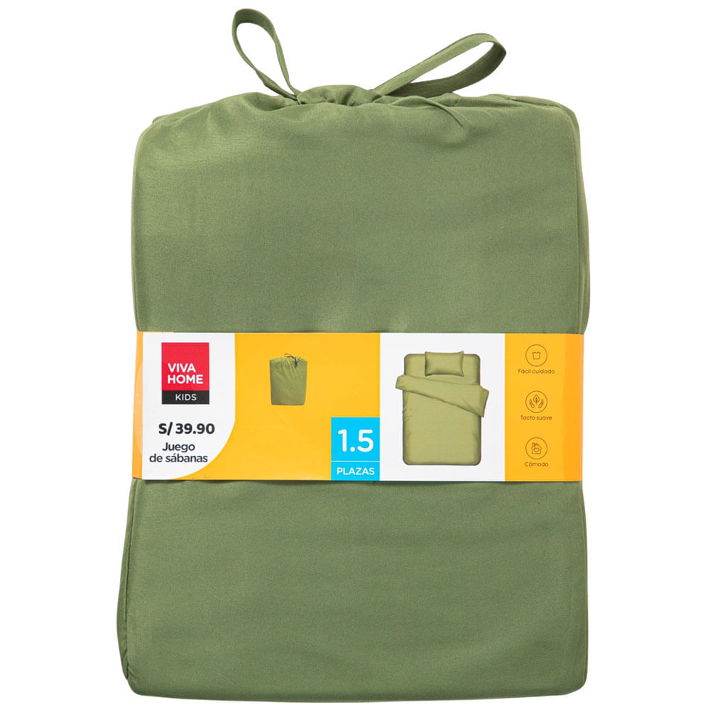 Sábana VIVA HOME Micro Sol Verde 1.5 Plz