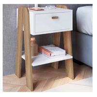 Mesa de Noche Moderna TU MESITA Raquiem Melamina 18mm 1 cajón color Blanco/Marrón