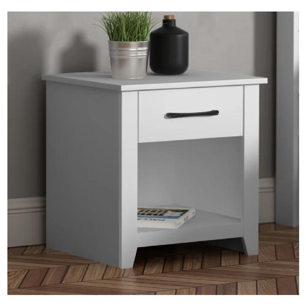 Mesa de Noche Velador Xenna TU MESITA Melamina 18mm 2 cajones color Blanco