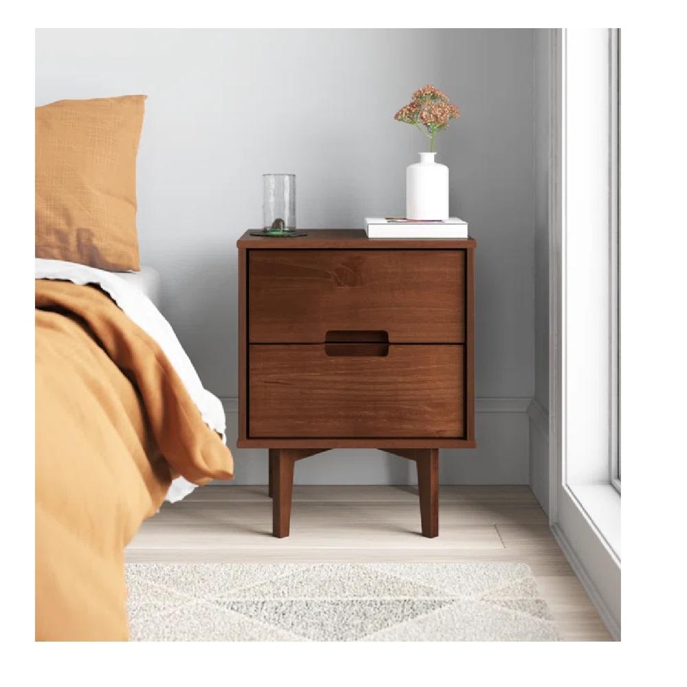 Mesa de Noche Velador Arlette TU MESITA Melamina 18mm color Marrón 2 cajones