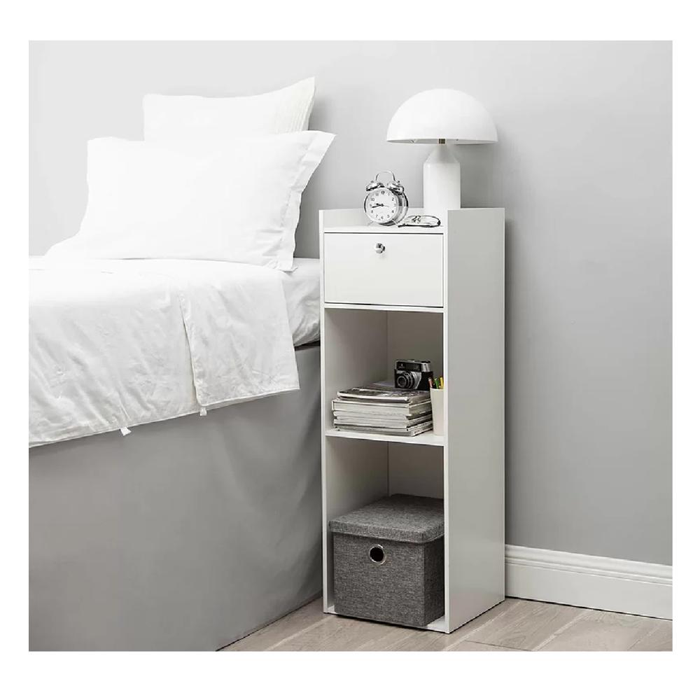 Mesa de Noche Leonel TU MESITA en Melamina 18mm color Blanco 1 cajón