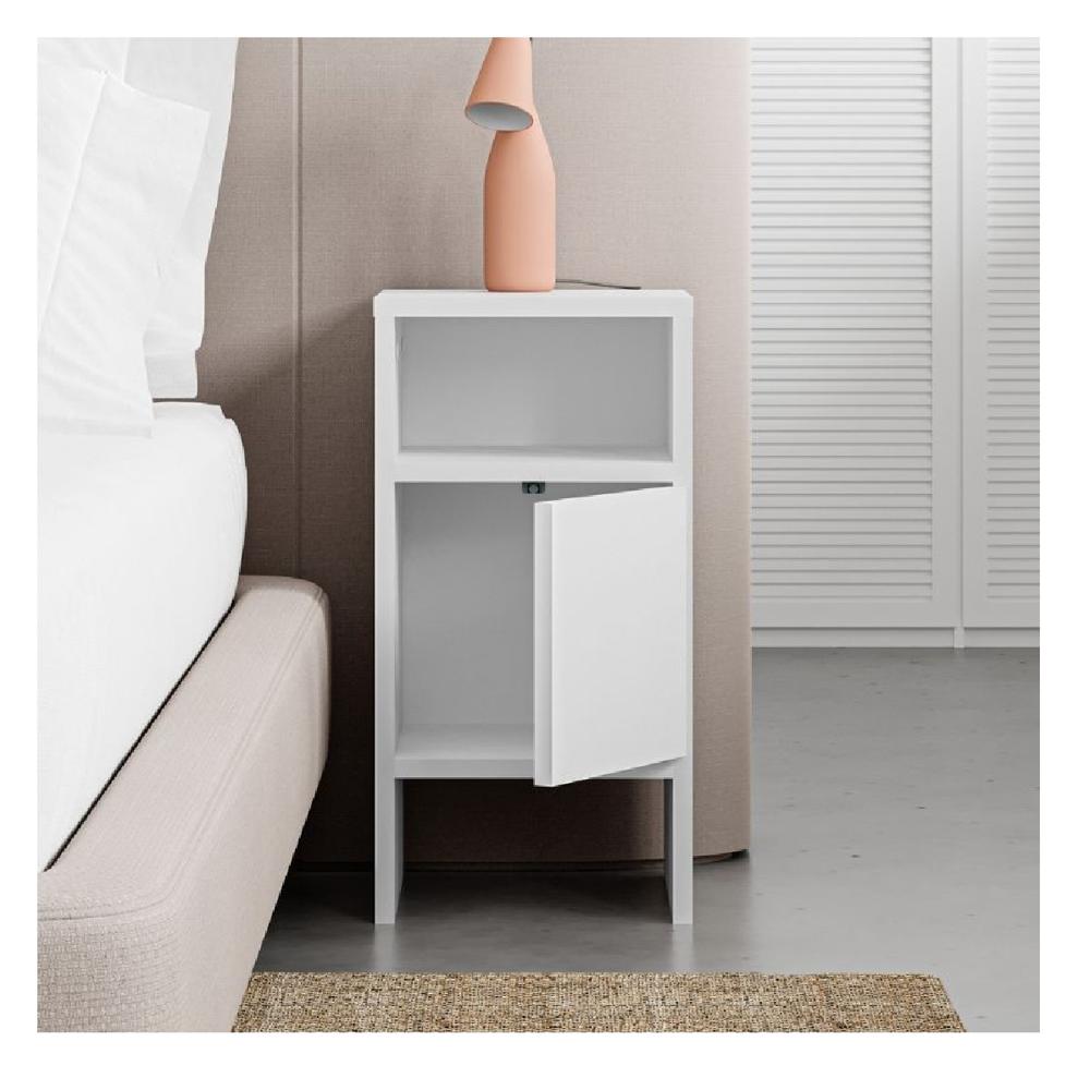 Velador Mesa de Noche Xanty TU MESITA Melamina 18mm 1 puerta color Blanco